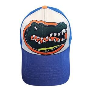 Vintage University of Florida Gators Trucker Hat Cap Blue Big Print Snapback UF